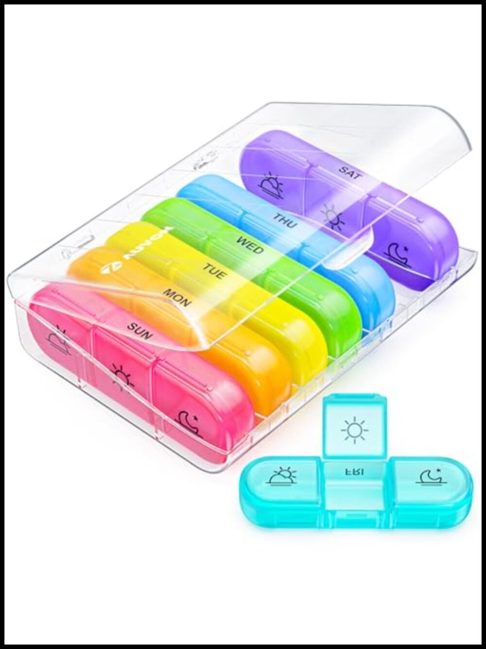 Weekly Pill Organizer 3 Times a Day, Large Capacity, Easy Open, BPA-Free